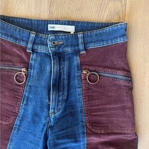 See By Chloe Women's High Rise Jeans in Blue and Burgundy